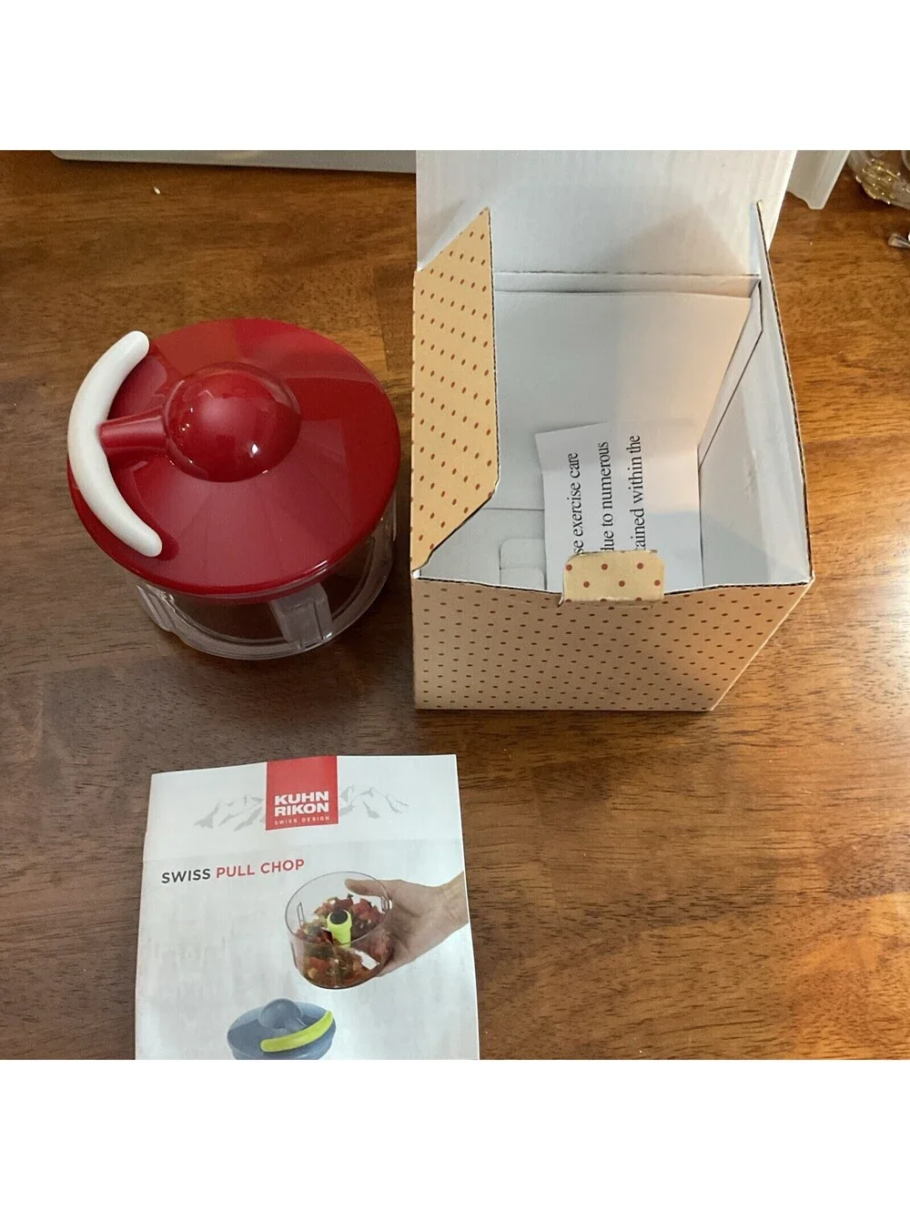 FOOD CHOPPER Speedy Kitchen Tool Onion Garlic Meat Vegetable with Red Cover